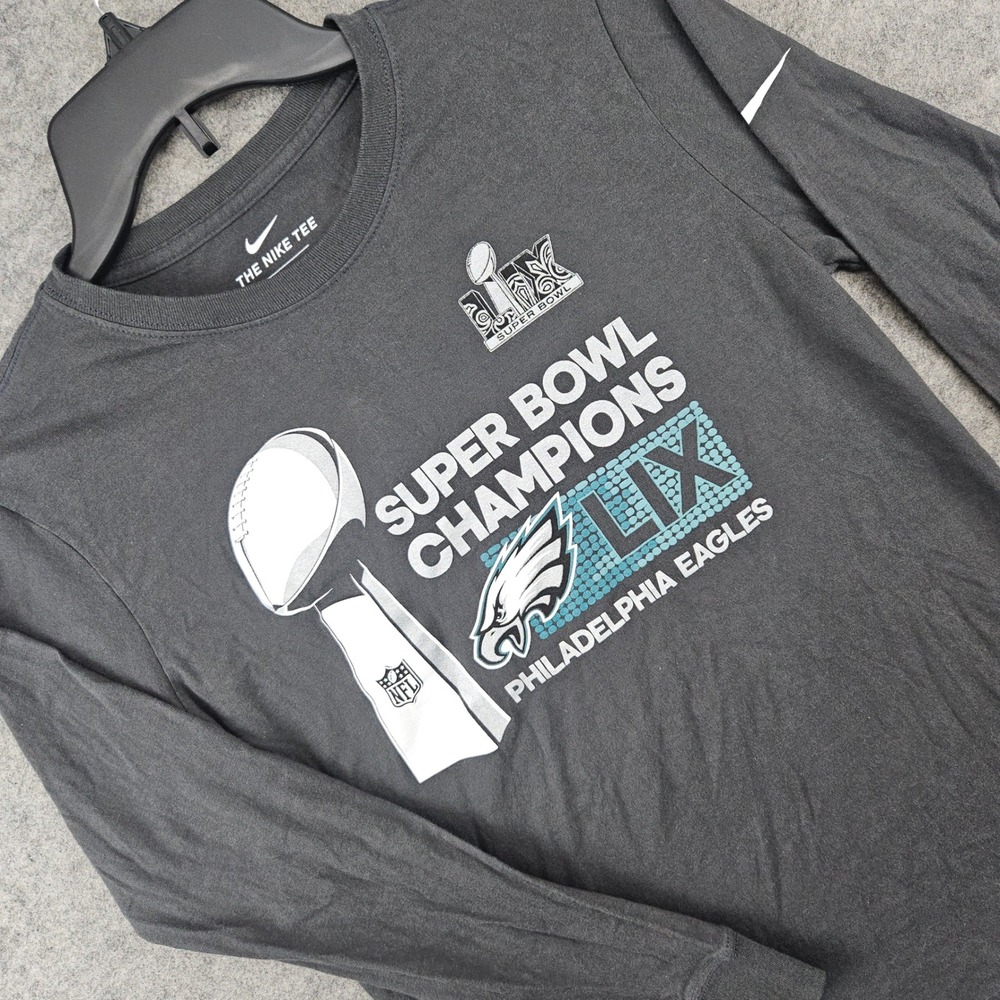 Nike Philadelphia Eagles Super Bowl LIX Champions Youth Gray L Long Sleeve Tee